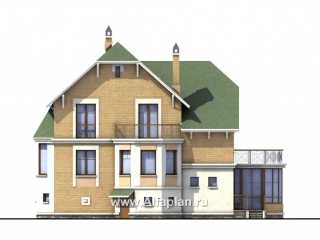 «Крестный Пачино»  - проект трехэтажного дома, с эркером и с верандой, с гаражом - превью фасада дома