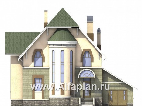 «Барби-Холл»  - проект трехэтажного дома, с полукруглым эркером - превью фасада дома
