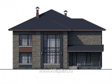 «Неман» - проект двухэтажного дома, особняк с двусветной гостиной, с террасой - превью фасада дома