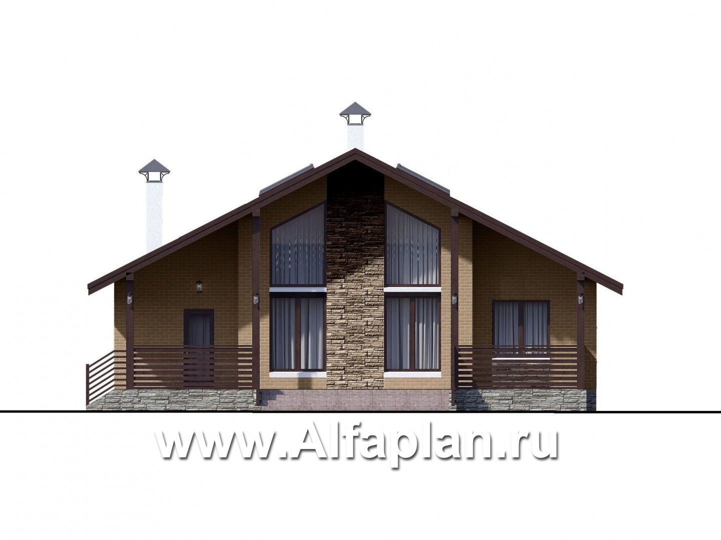 Проекты домов Альфаплан - «Моризо» - шале с двусветной гостиной - изображение фасада №1