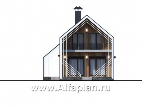 «Тау» - проект двухэтажного каркасного дома, с террасой и балконом, в современном стиле барн - превью фасада дома