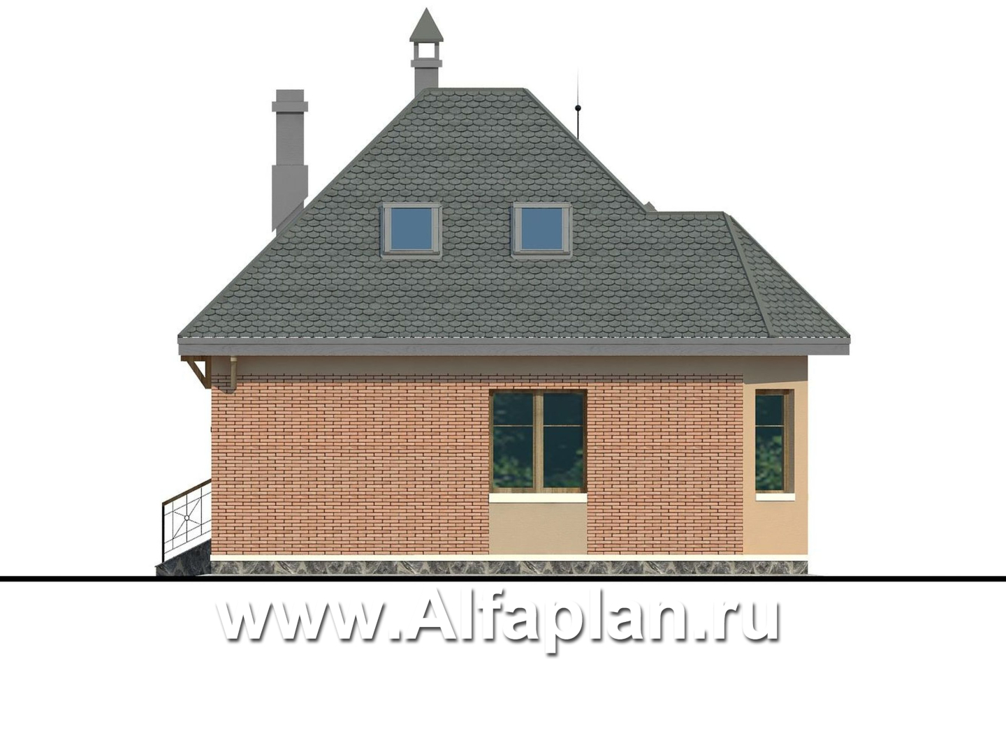 Проекты домов Альфаплан - «Душечка» - небольшой дом с мансардой - изображение фасада №4