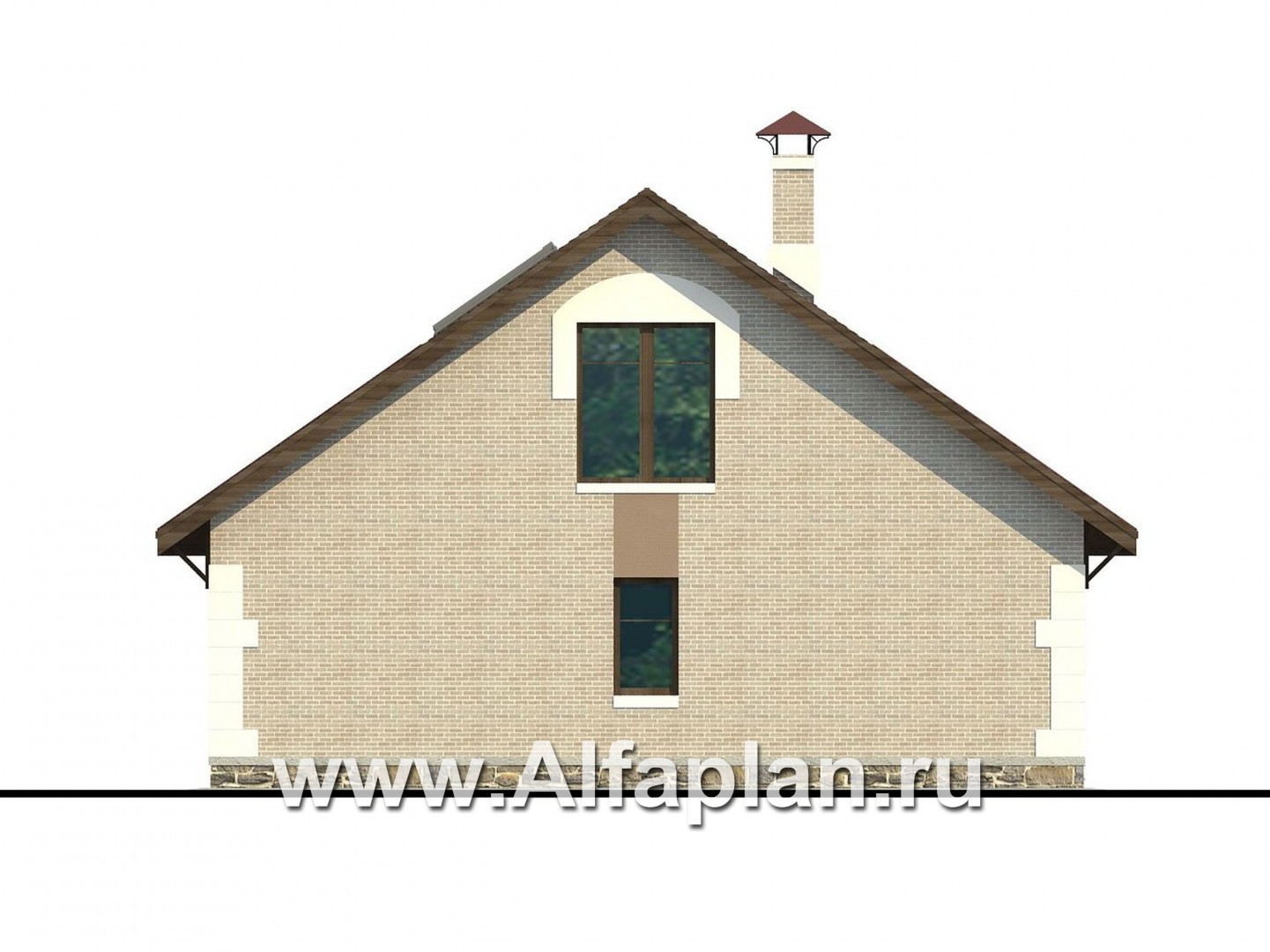 Проекты домов Альфаплан - «Замечательный сосед» - небольшой дом с верандой и студией в мансарде - изображение фасада №4