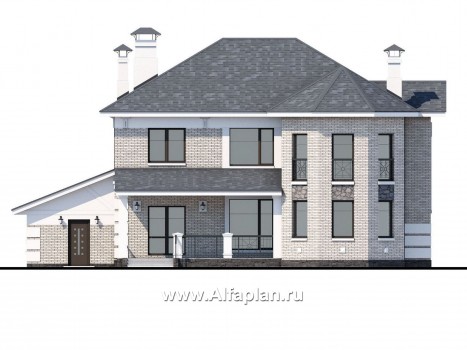 «Затерянный рай» - проект двухэтажного дома, с террасой, с гаражом на 2 авто, удобная планировка, в стиле эклектика - превью фасада дома
