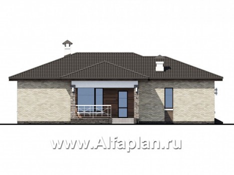 «Грация» - проект одноэтажного дома, планировка дома с террасой, в современном стиле - превью фасада дома