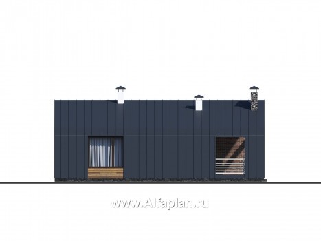 «Веда» - проект одноэтажного дома с сауной, с террасой, в стиле барн - превью фасада дома