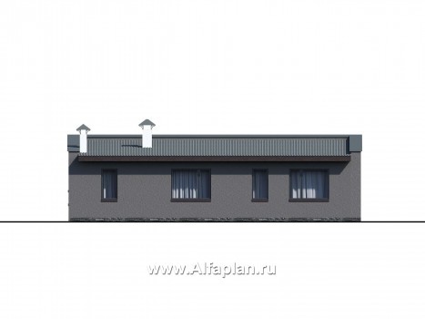 «Соната» - проект одноэтажного дома, с террасой, 3 спальни, в стиле минимализм - превью фасада дома