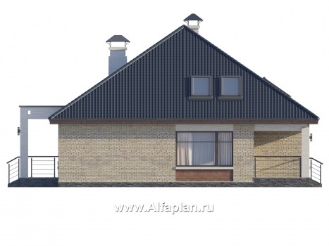 «Перспектива» - проект дома с мансардой, с террасой, с мансардными окнами - превью фасада дома