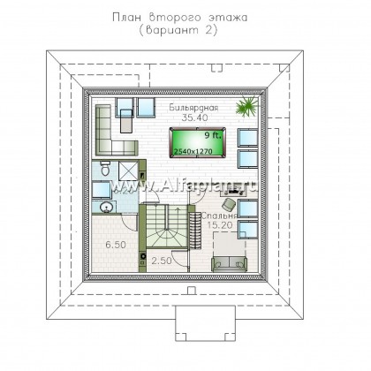 «Перспектива» - проект дома с мансардой, с террасой, с мансардными окнами - превью план дома