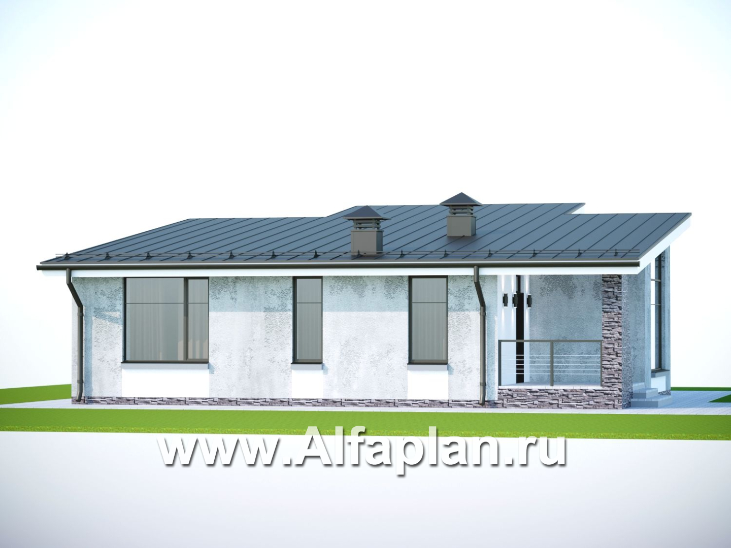 Проекты домов Альфаплан - «Корица» - одноэтажный дом с односкатной крышей, с двумя спальнями - дополнительное изображение №3