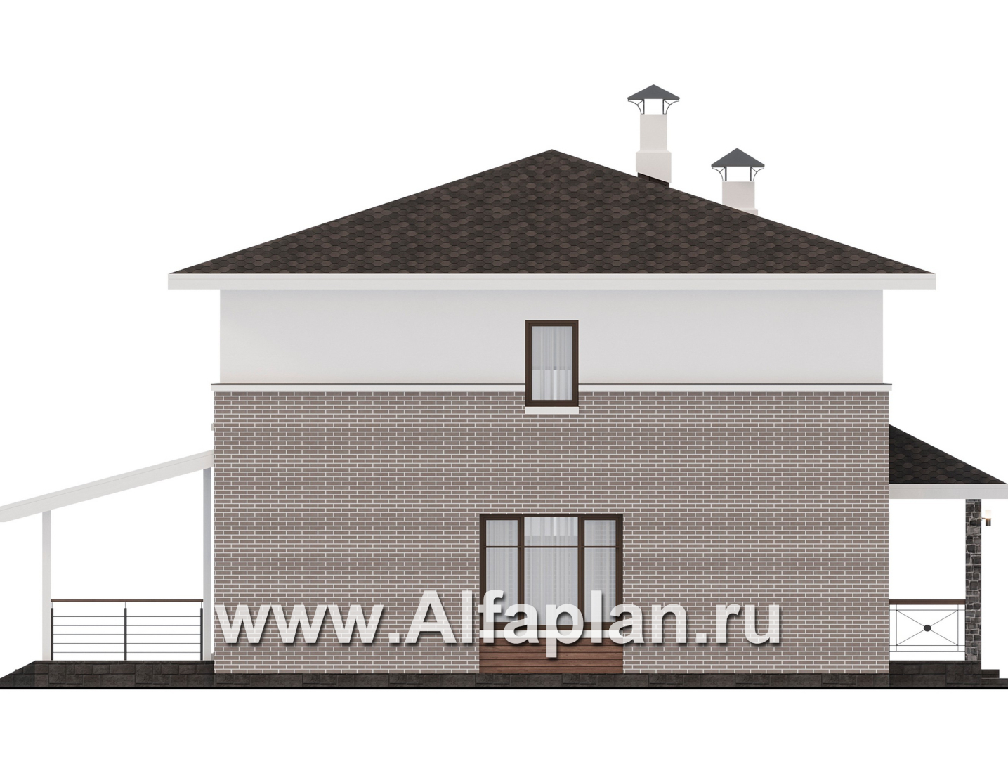 Проекты домов Альфаплан - "Остров сокровищ" - проект комфортного, простого дома из газобетона - изображение фасада №3