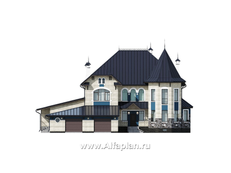 Проекты домов Альфаплан - "Дворянское гнездо" - семейный особняк в русском стиле - превью фасада №1