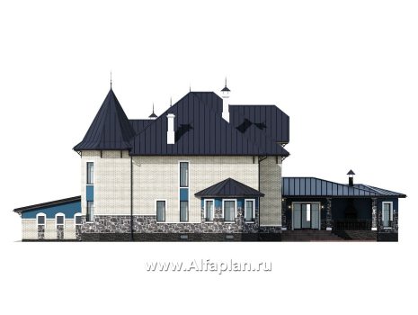 Проекты домов Альфаплан - "Дворянское гнездо" - семейный особняк в русском стиле - превью фасада №2