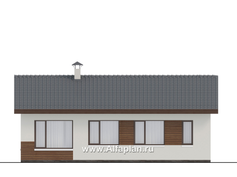 «Пикколо» - проект простого одноэтажного дома, планировка мастер спальня и сауна - превью фасада дома