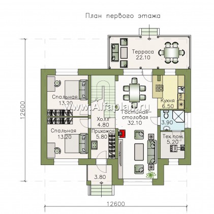 «Кассиопея» -  проект дома с мансардой, с планировкой с 6-ю спальнями - превью план дома