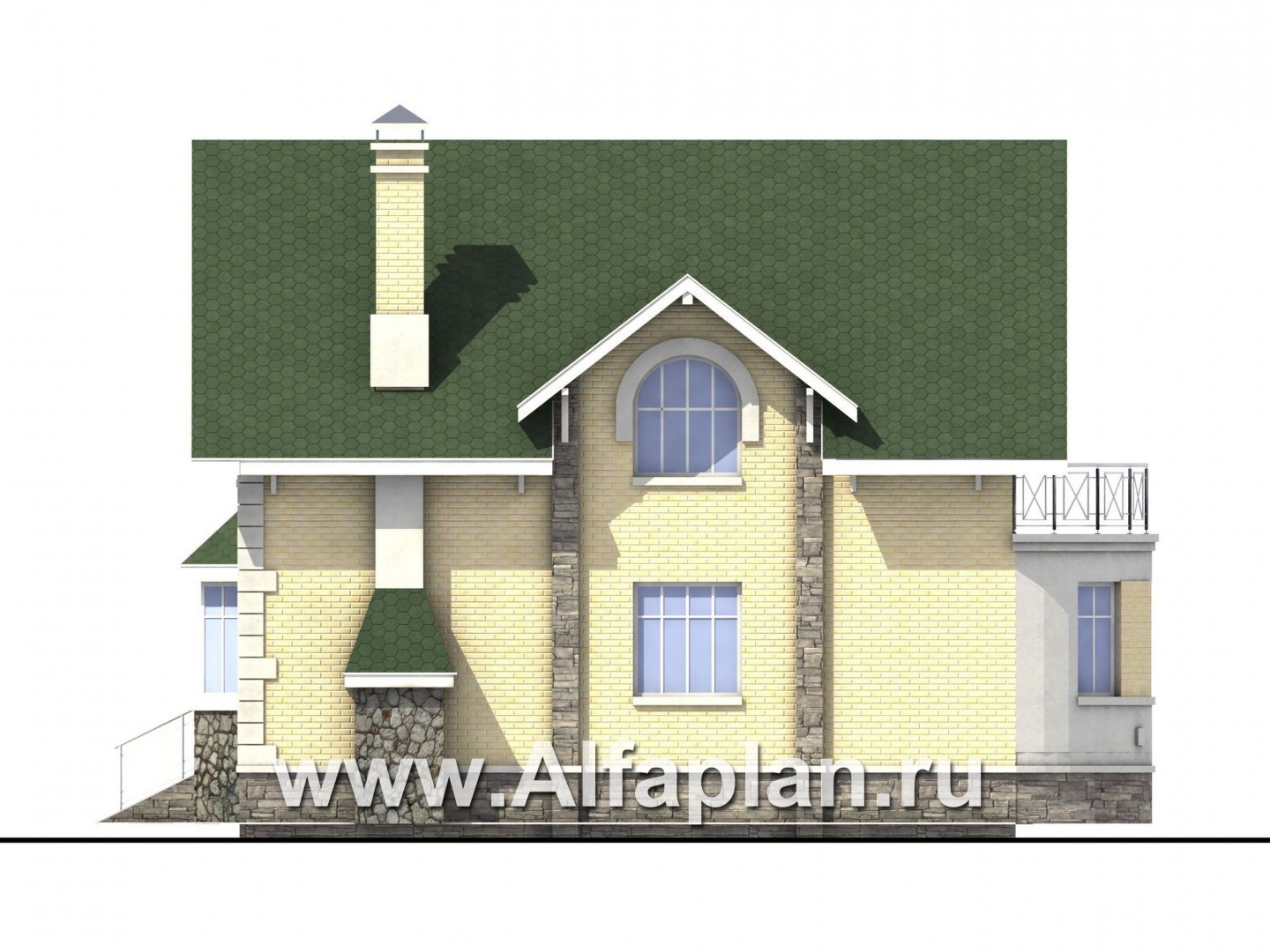 Проекты домов Альфаплан - «Ретростилиса» - проект экономичного дома для небольшого участка - изображение фасада №2