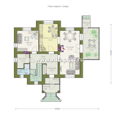 Проекты домов Альфаплан - «Разумовский» - элегантный загородный дом - превью плана проекта №1