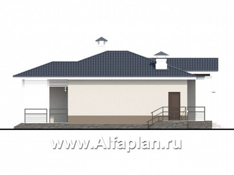 Проекты домов Альфаплан - «Бирюса» - одноэтажный коттедж для небольшой семьи - превью фасада №3