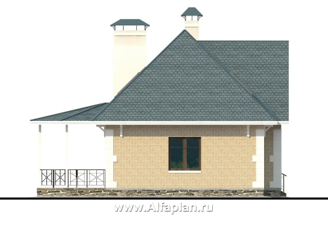 Проекты домов Альфаплан - «Летний вечер» - небольшой дом для жизни загородом - превью фасада №3