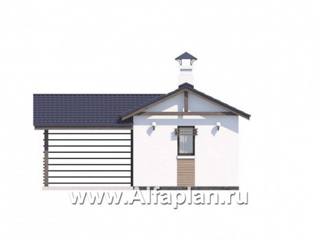 Проекты домов Альфаплан - Блок SPA с навесом для машины для небольшой усадьбы - превью фасада №1