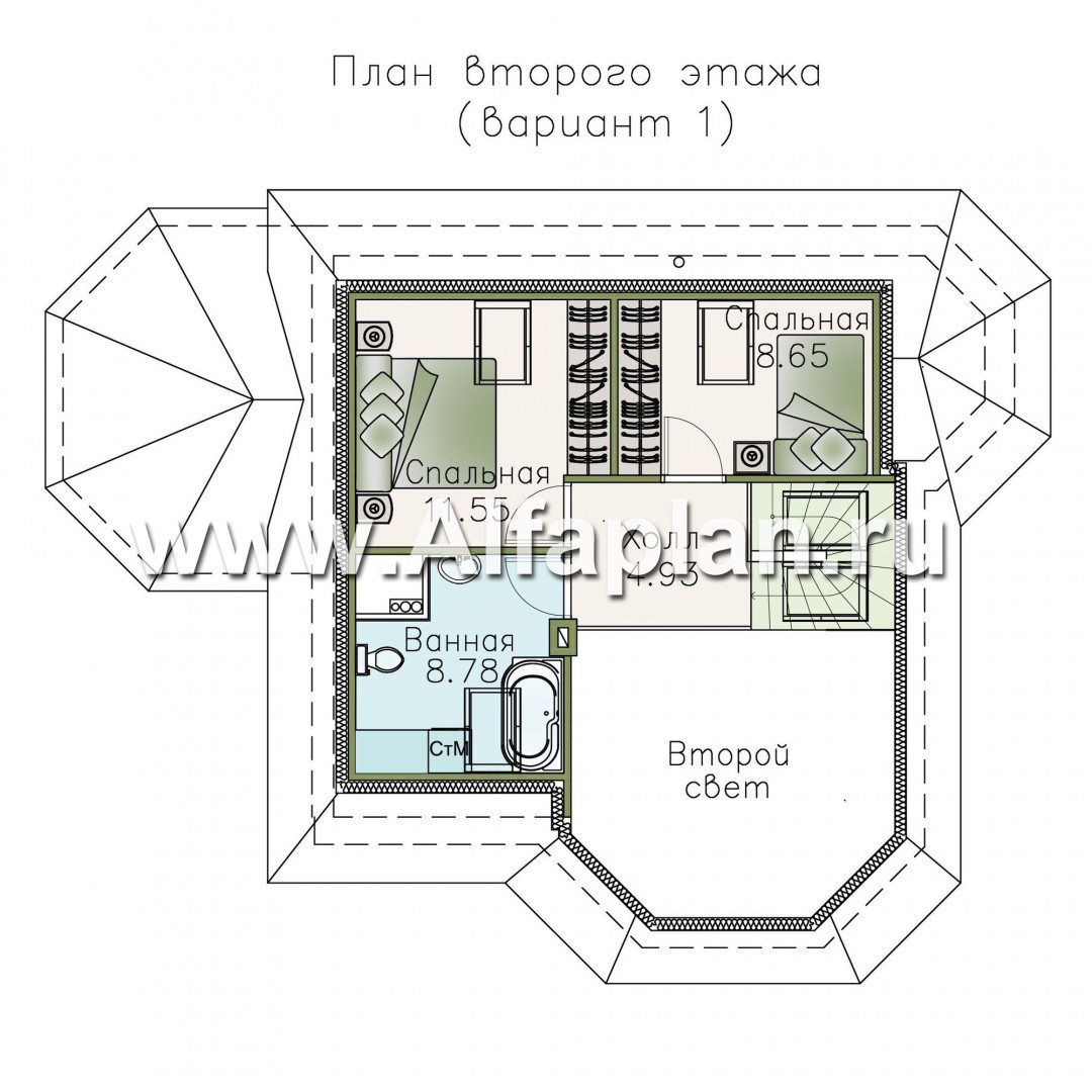 Проекты домов Альфаплан - «Душечка» - удобный дом для жизни и отдыха - план проекта №2