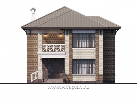 «Вишера» - проект двухэтажного дома, кабинет на 1 этаже, мастер спальня, оптимальная планировка - превью фасада дома